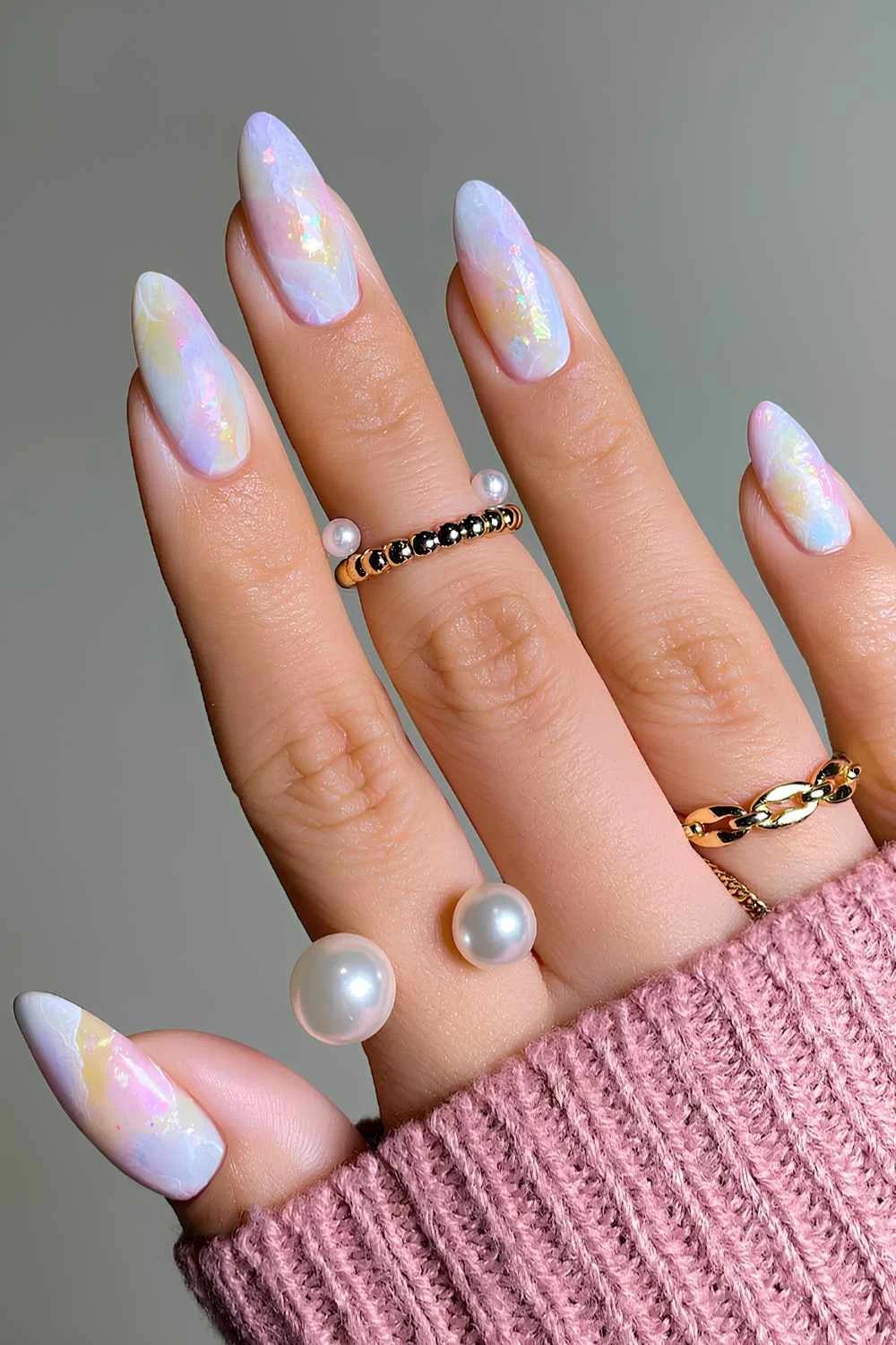 Opal inspired marble nail set