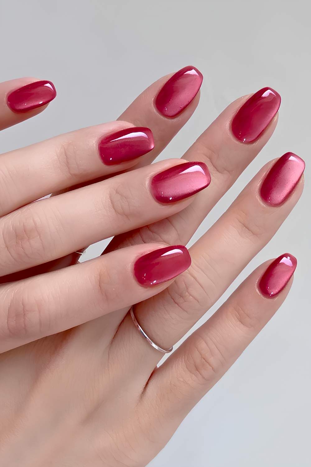 Red glass effect nails