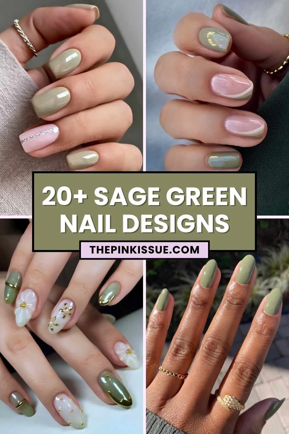 Sage green nail inspo Pinterest