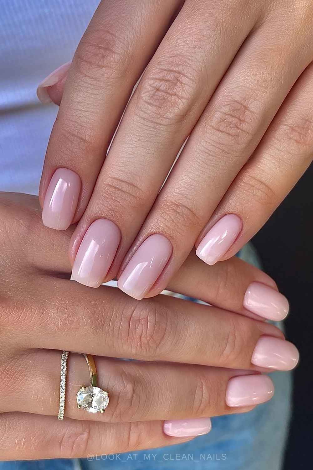 Sheer and glossy square pink mani