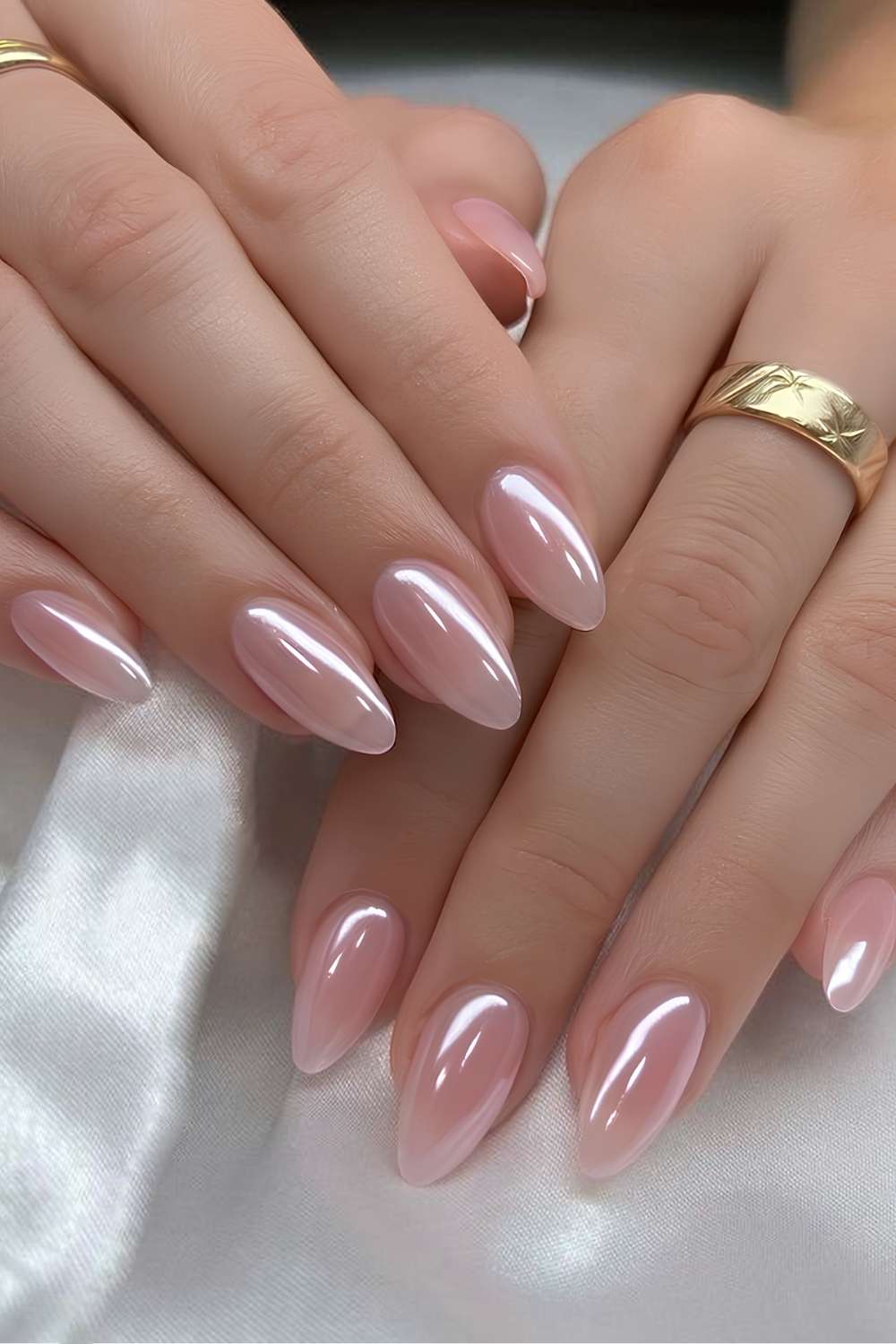 Sheer pink chrome nails