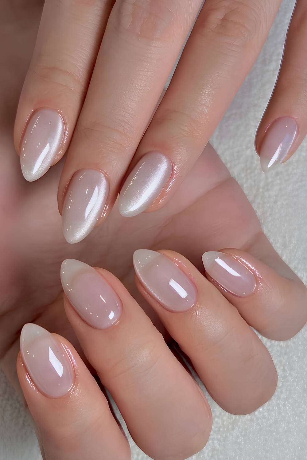 Sheer white glass effect mani