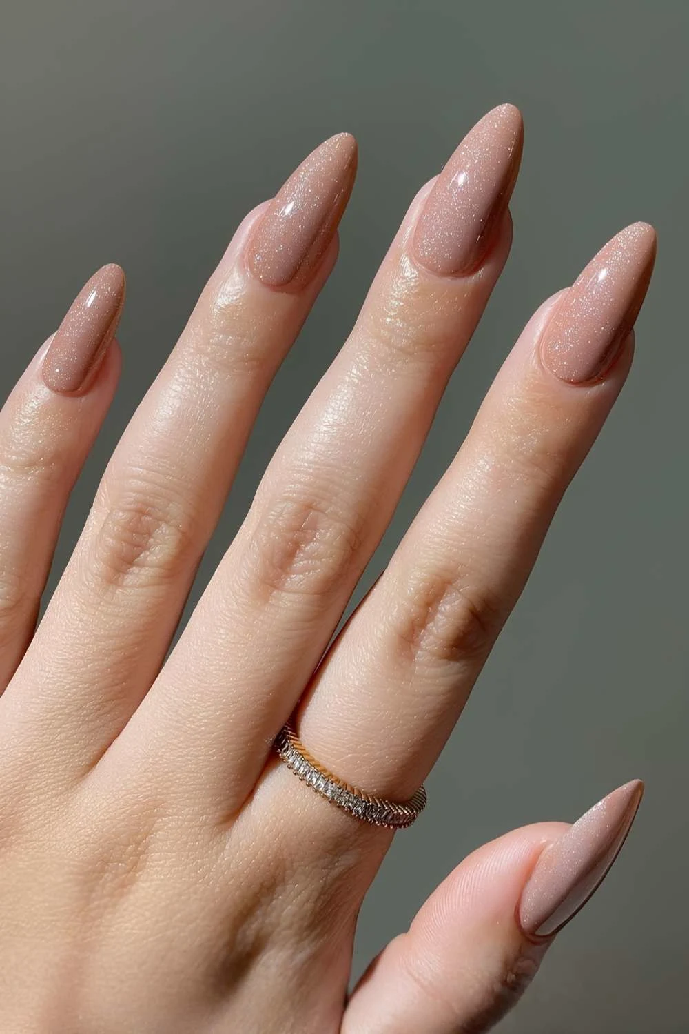 Shimmery light brown nails