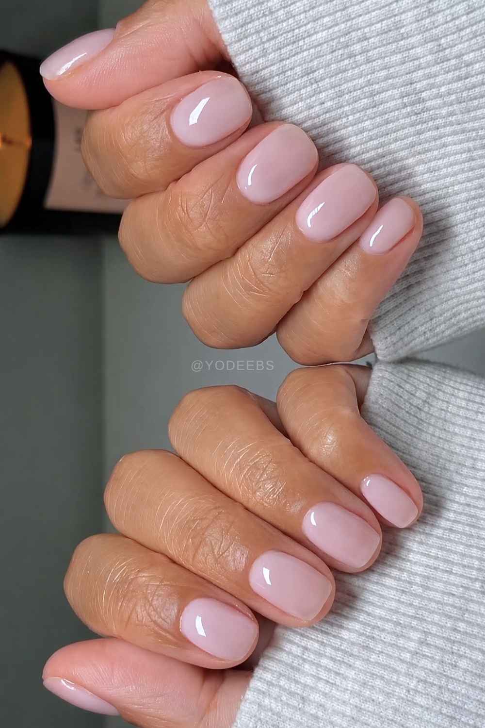 Short translucent pink nails