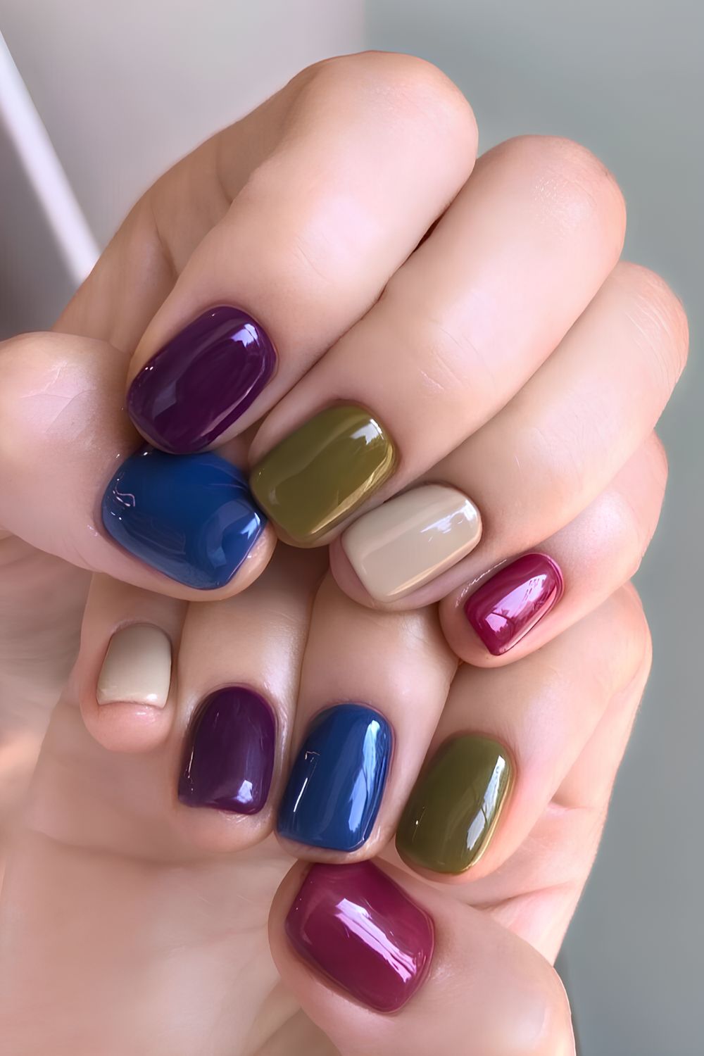 Skittle mani in bold fall colors