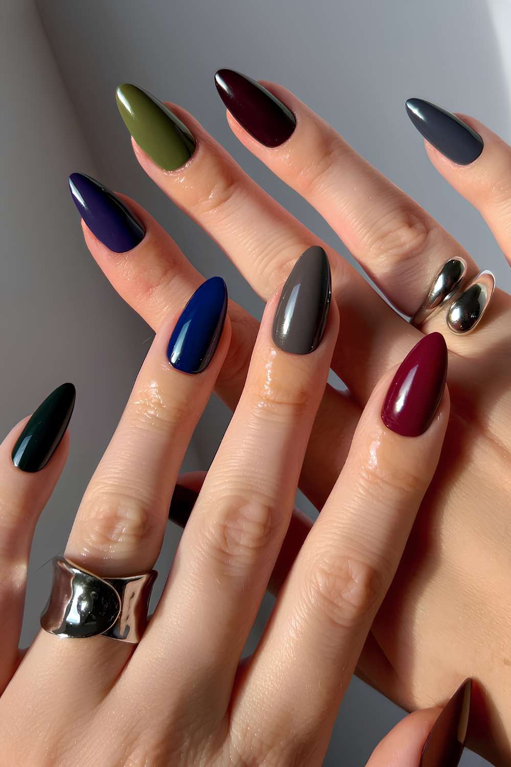 Skittle nails in moody autumn colors