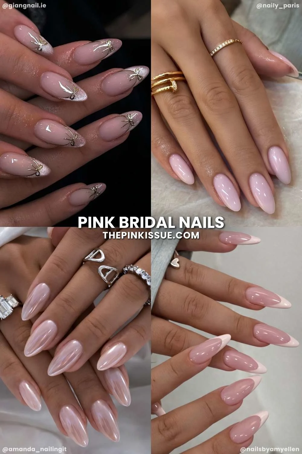 Soft pink wedding nail designs