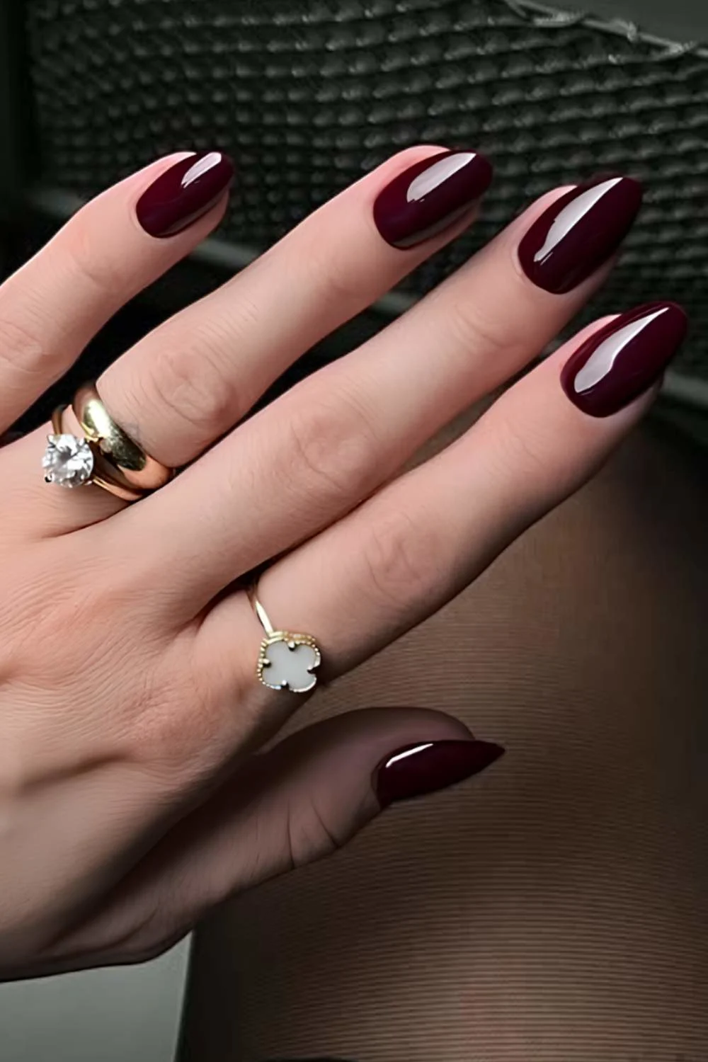 Solid chocolate cherry nails