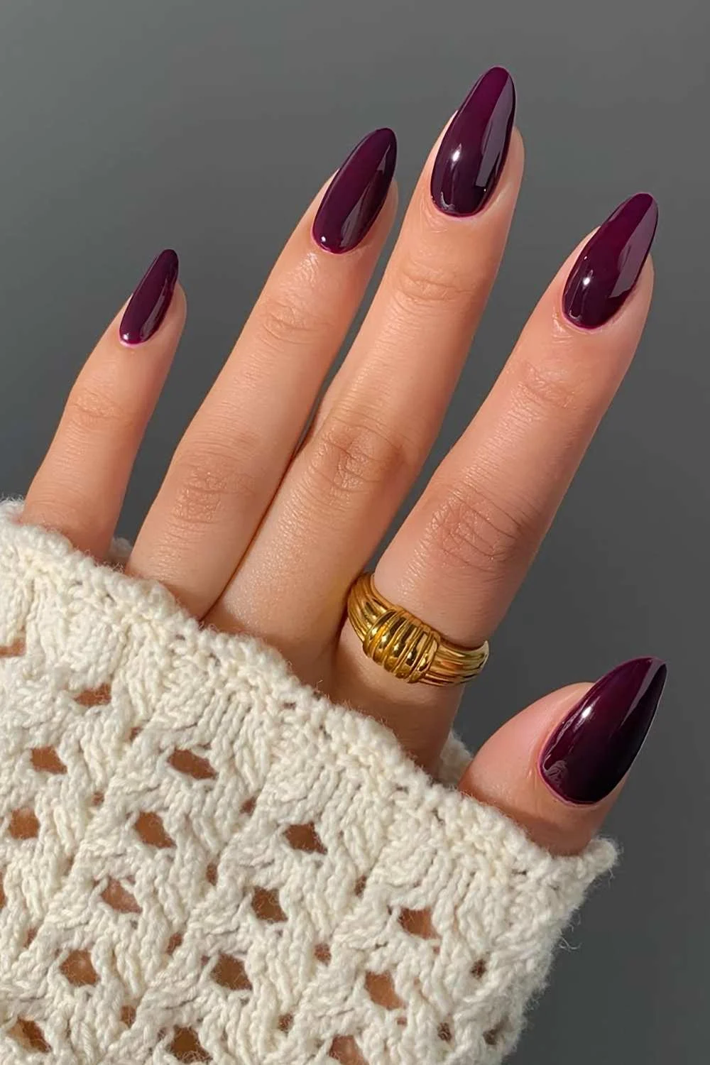 Solid deep plum nails