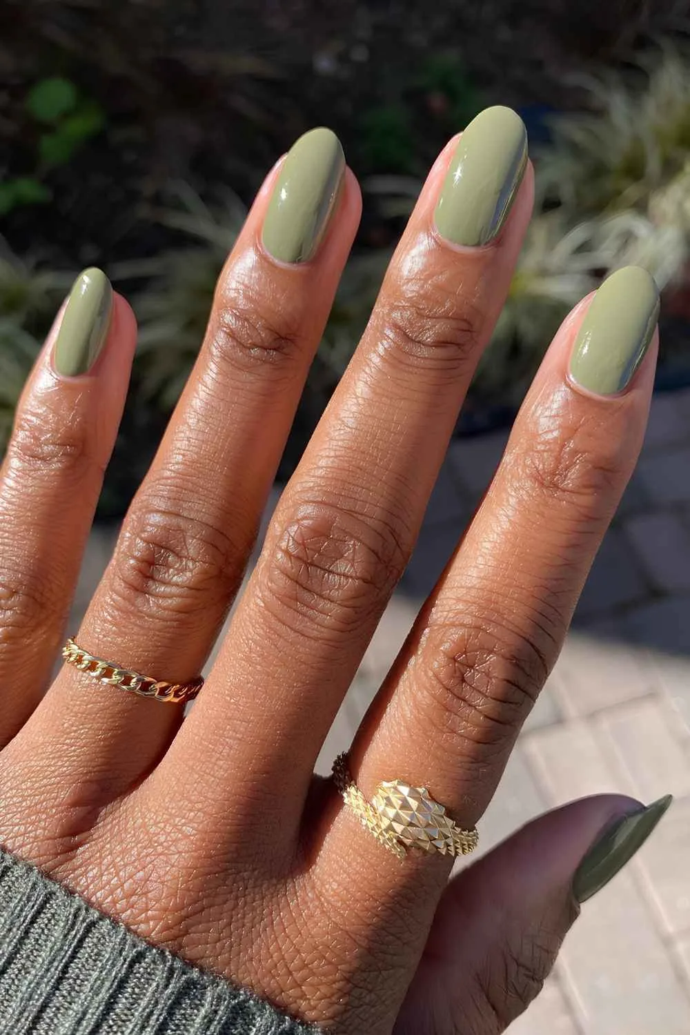 Solid sage green manicure