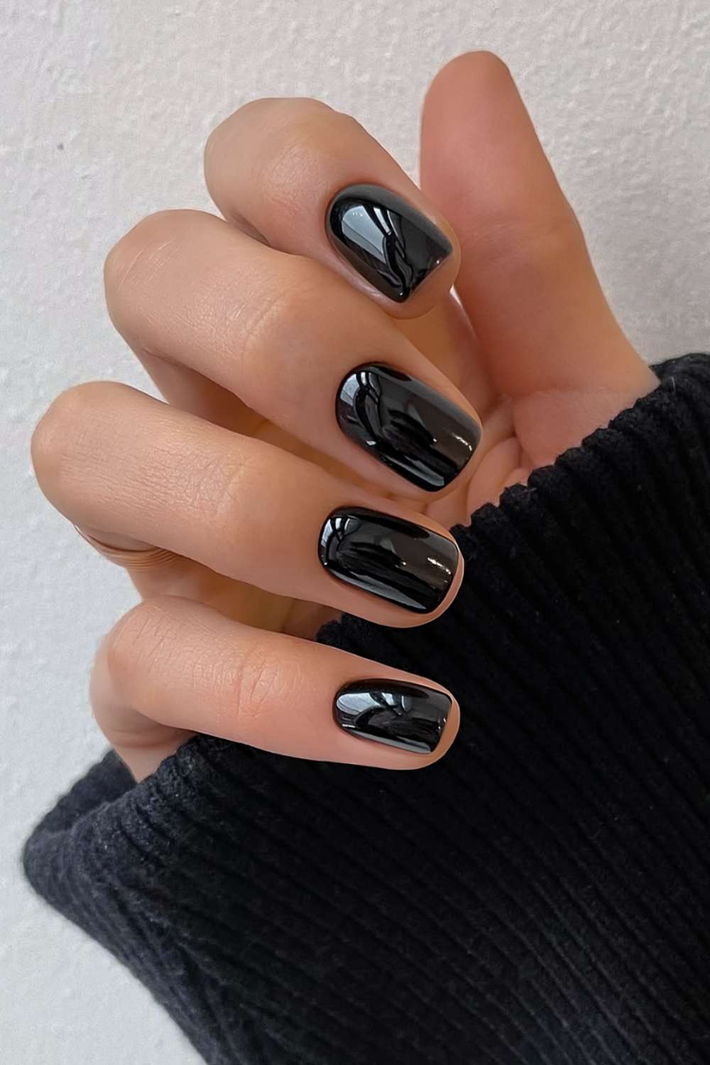 Solid short black nails