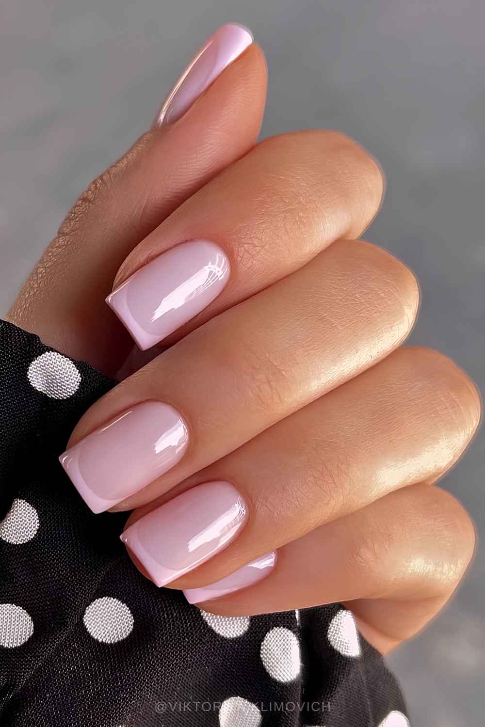 Square soft pink French mani