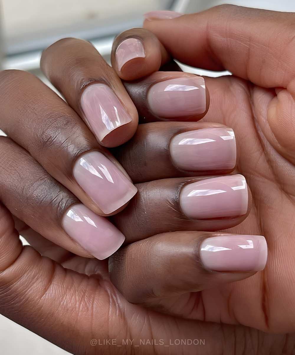Squoval sheer pink manicure