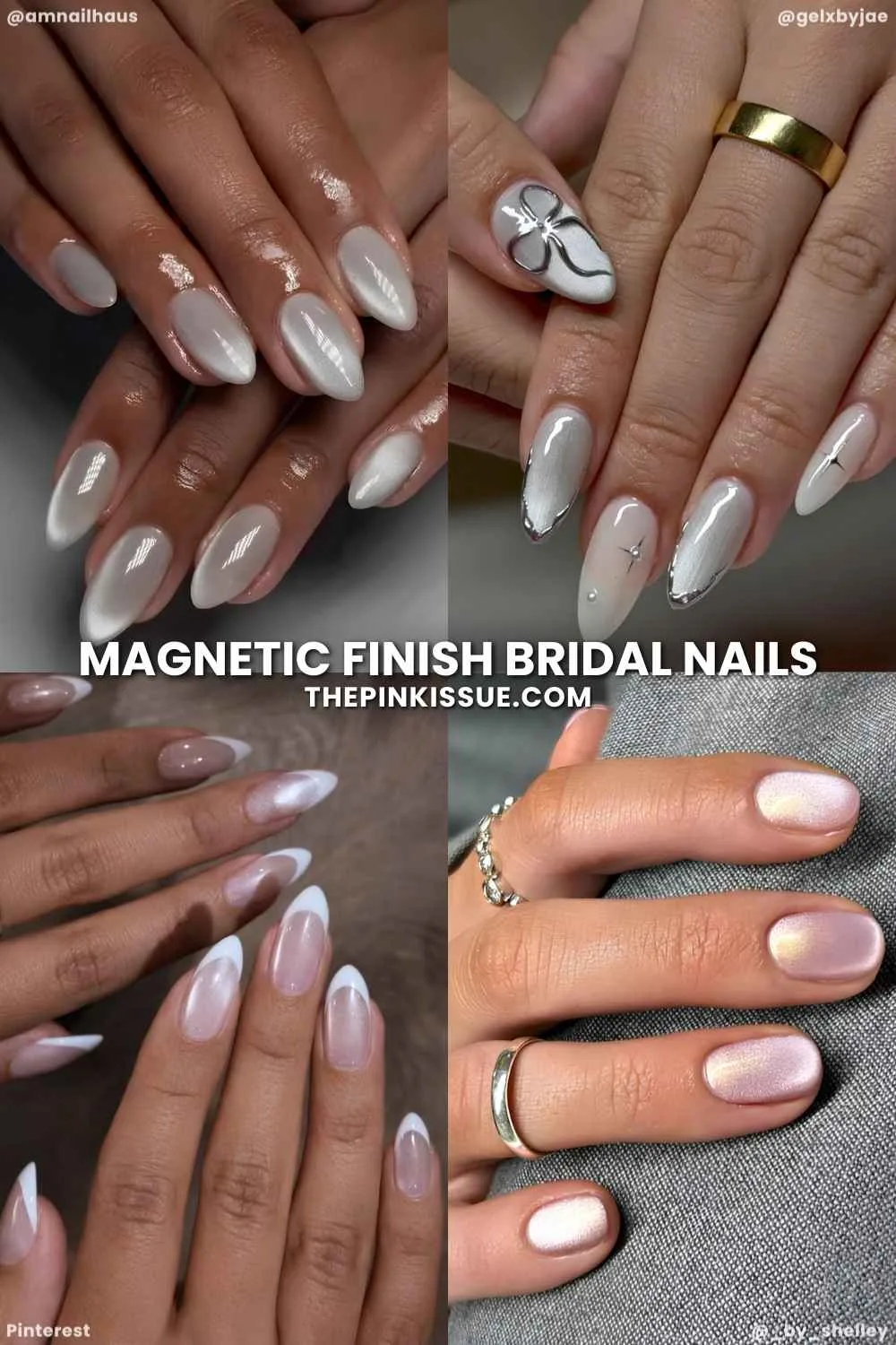 Wedding nails with magnetic finishes