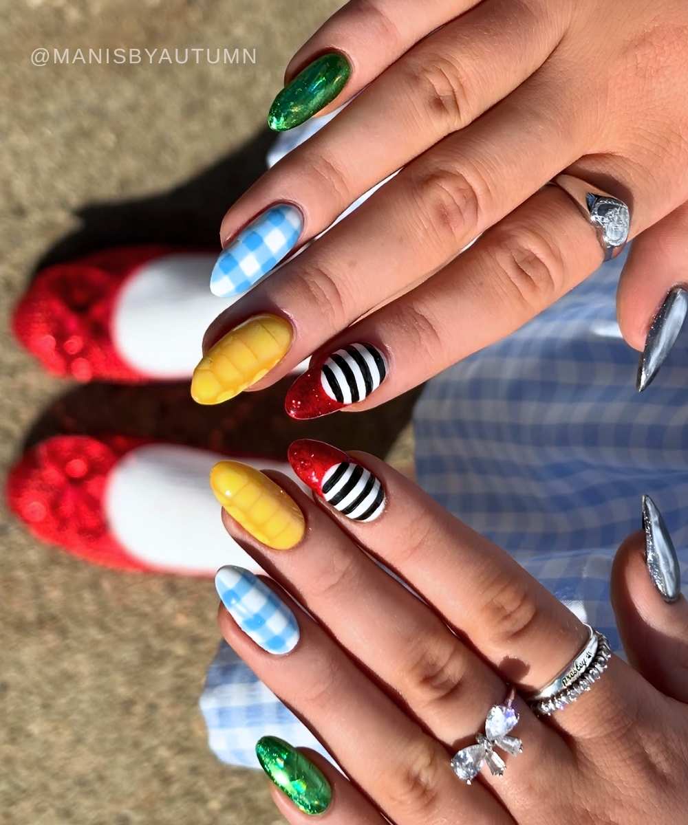 Wizard of Oz inspired Halloween nails