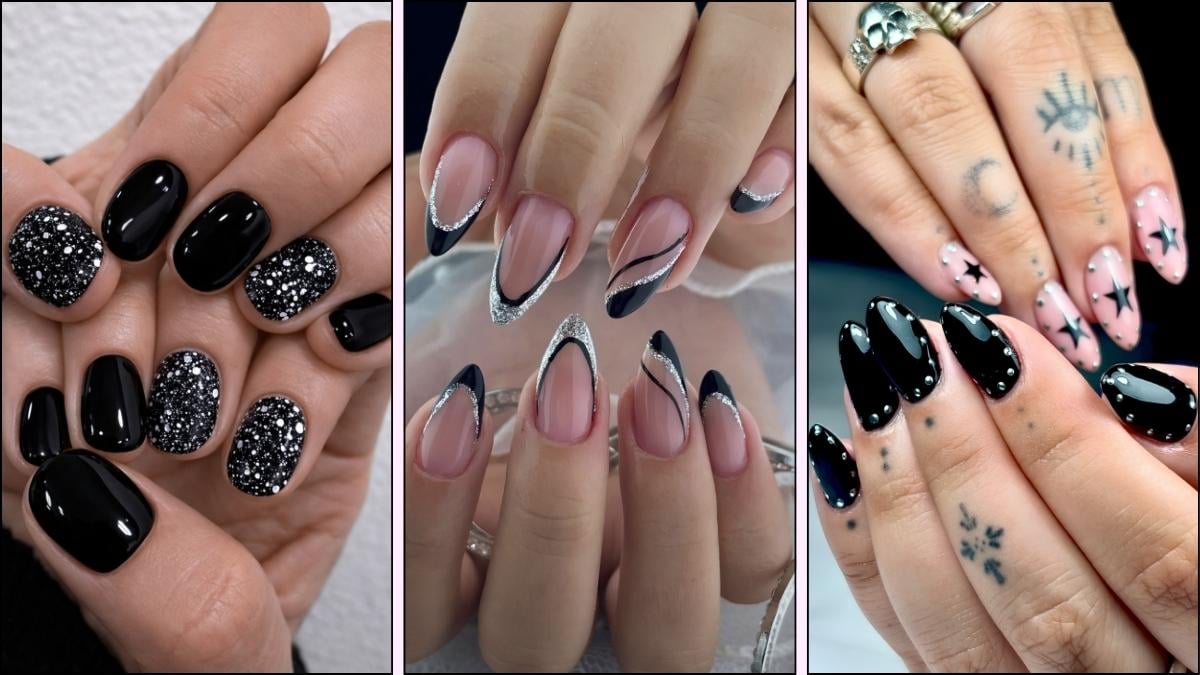 Black and silver manicures