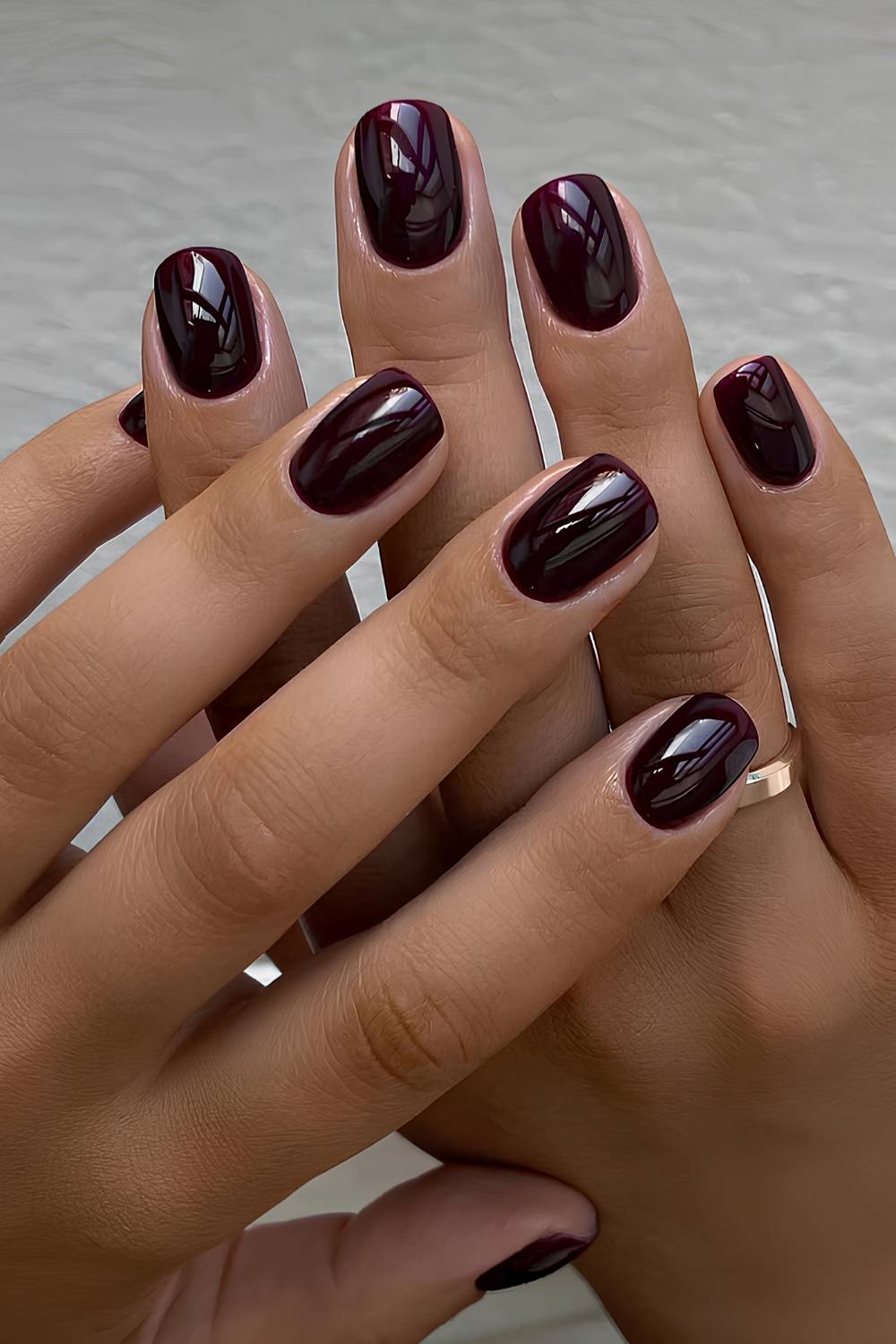 Full coverage black cherry nails