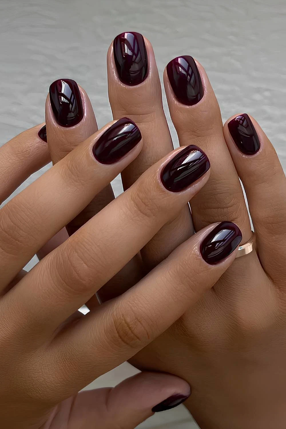 Full coverage black cherry nails