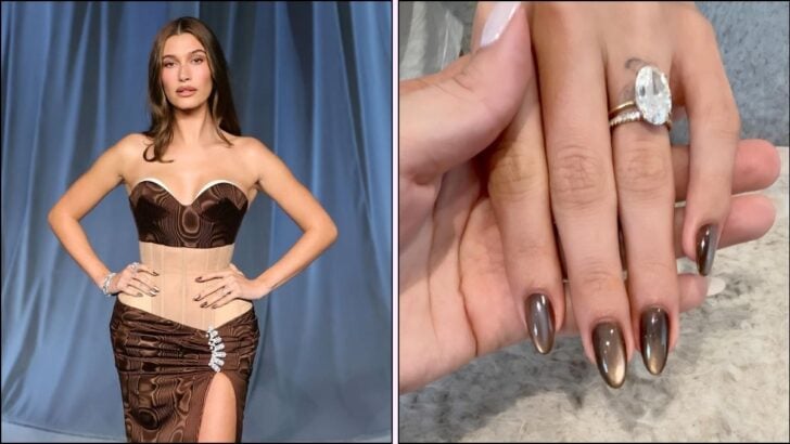 Hailey Bieber Just Made Brown Cat-Eye Nails the Only Mani That Matters This Fall