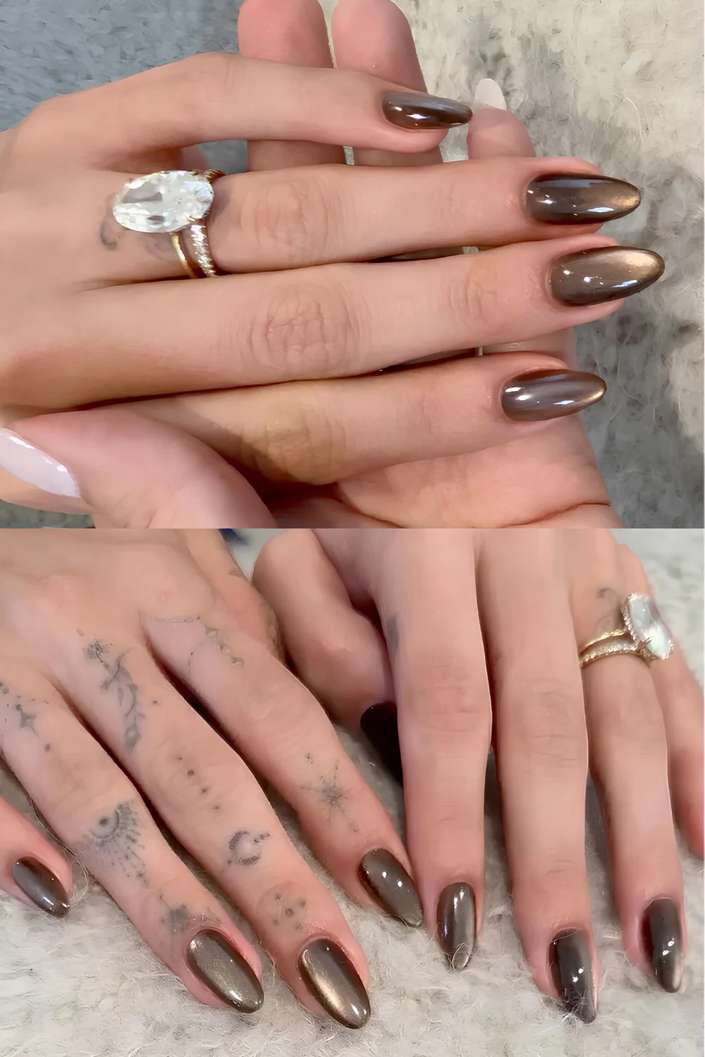 Hailey Biebers brown cat eye manicure