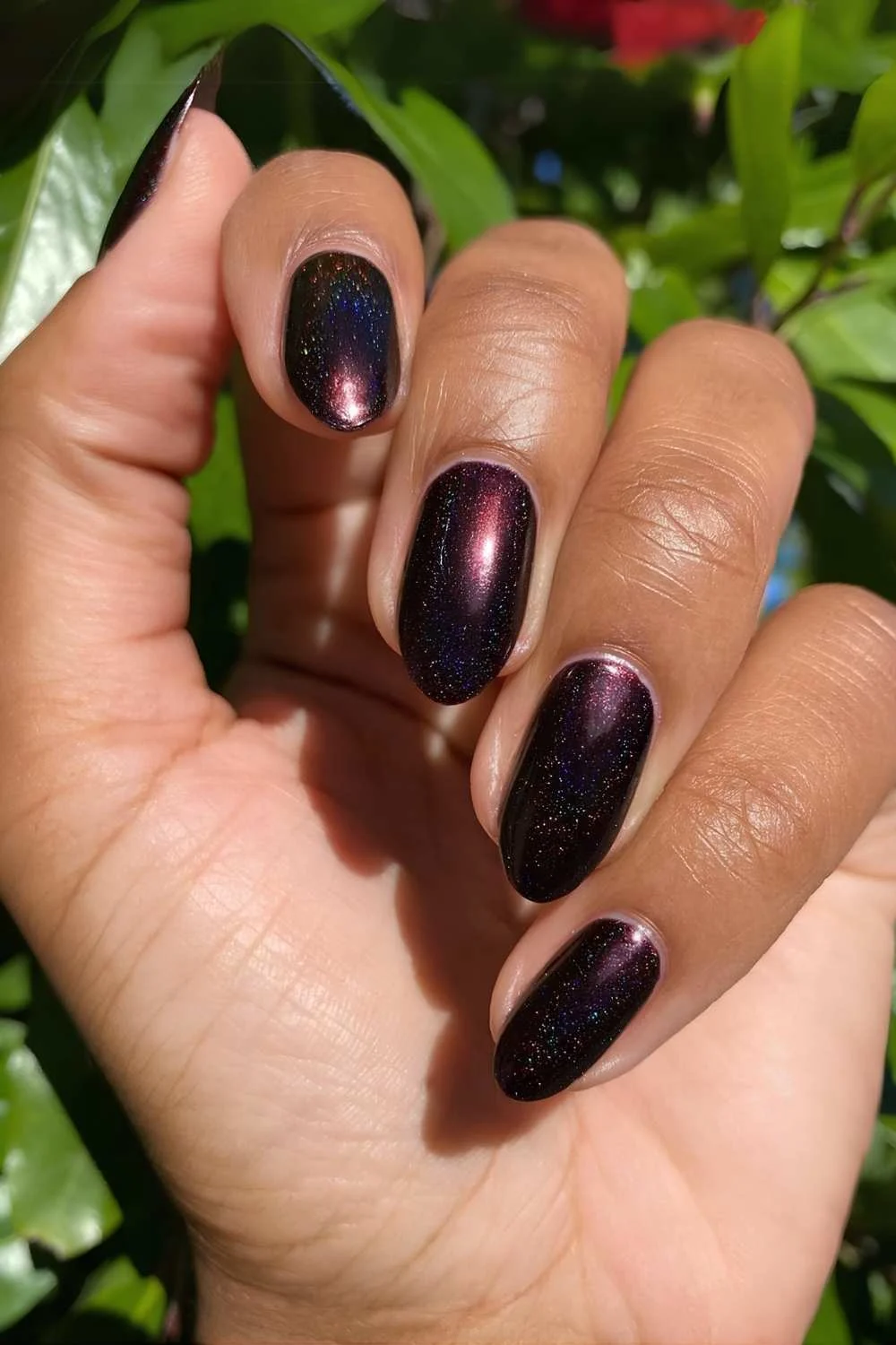 Shimmery black cherry nails