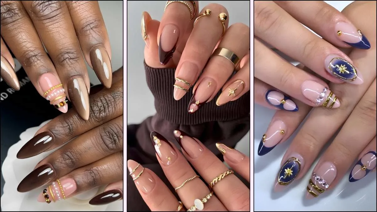 A collage of bangle nail art