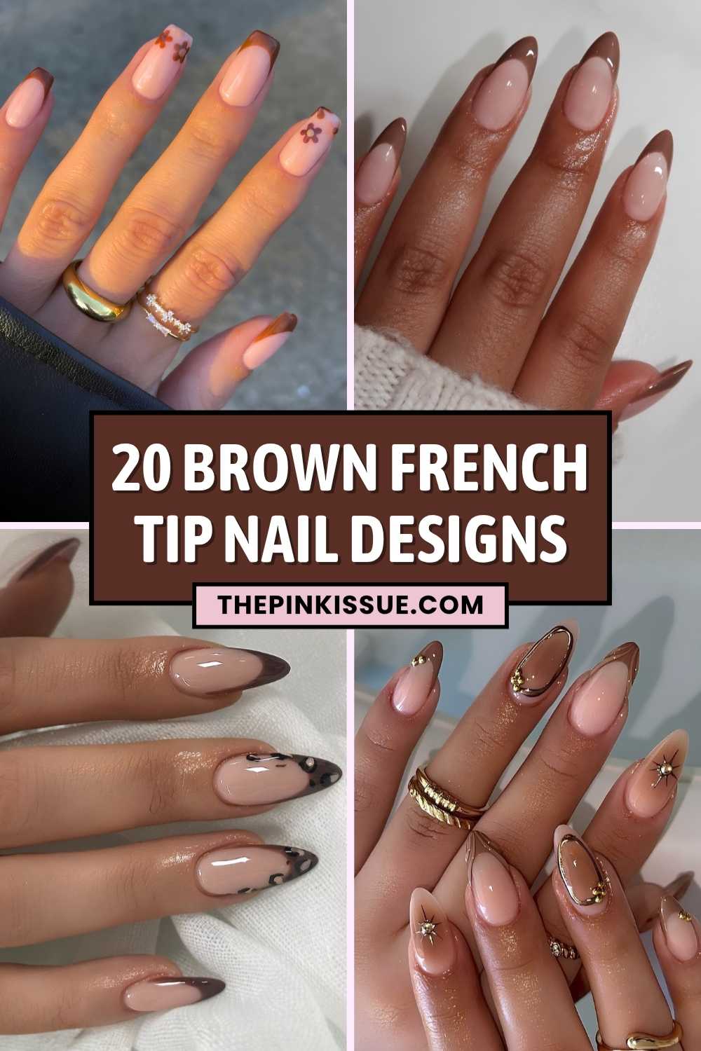 Brown French tip nail ideas Pinterest