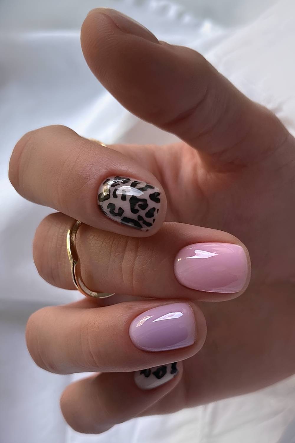 Purple and pink cheetah print nails