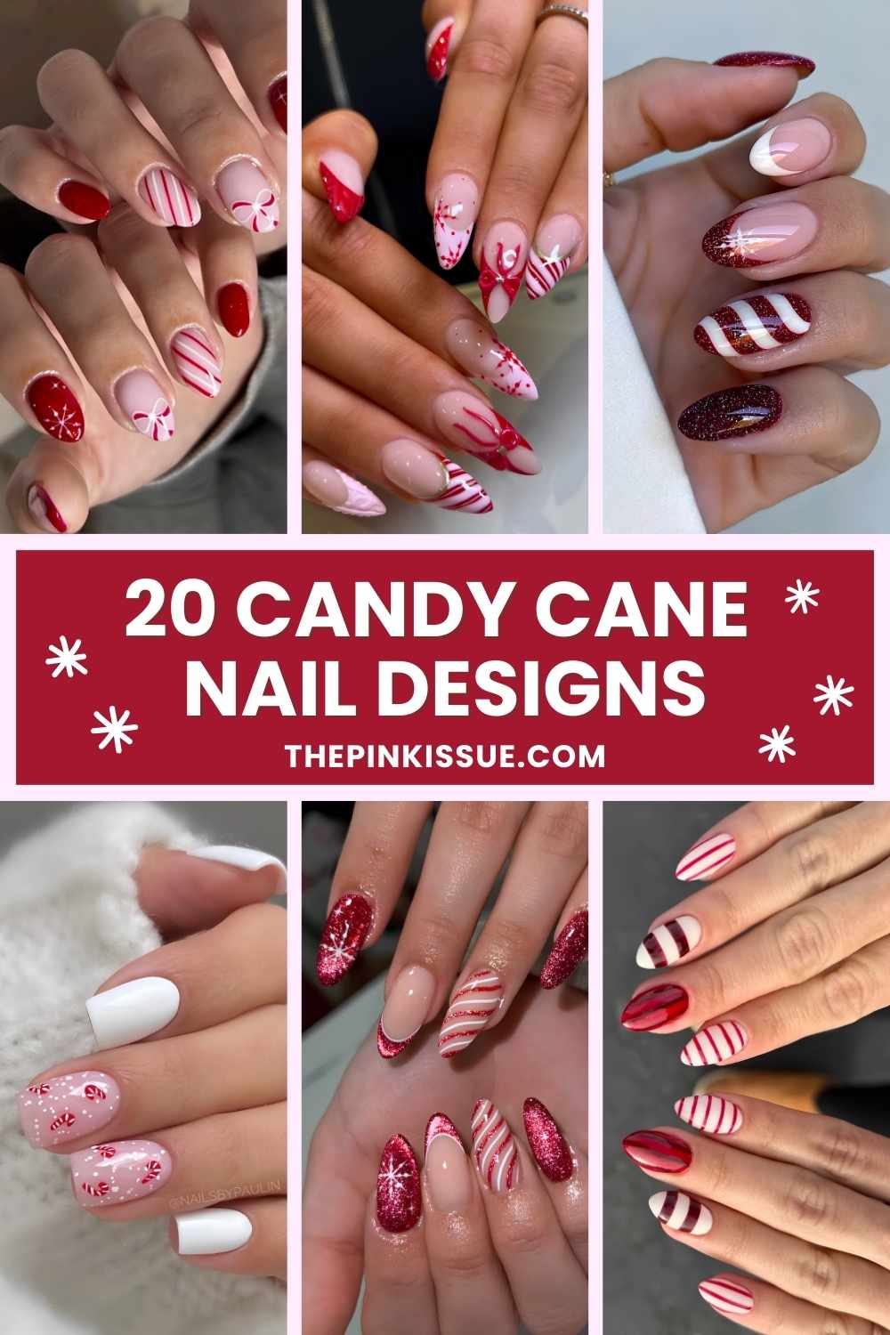 Candy cane nail ideas Pinterest