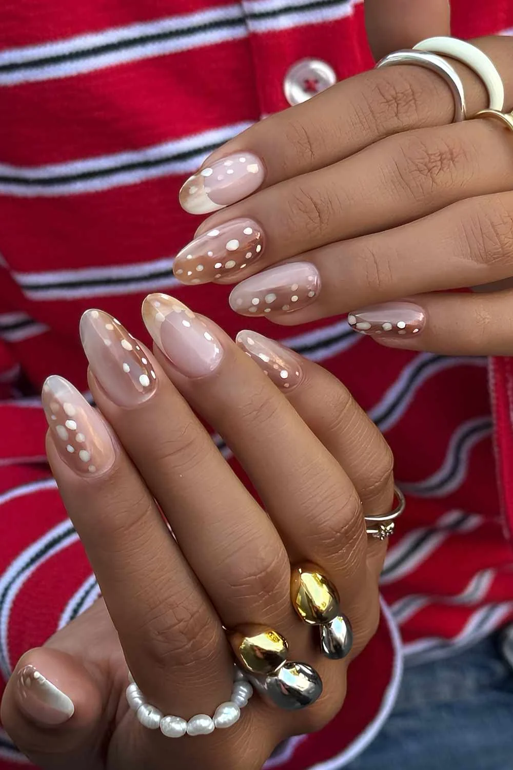 Brown and white Bambi inspired nails