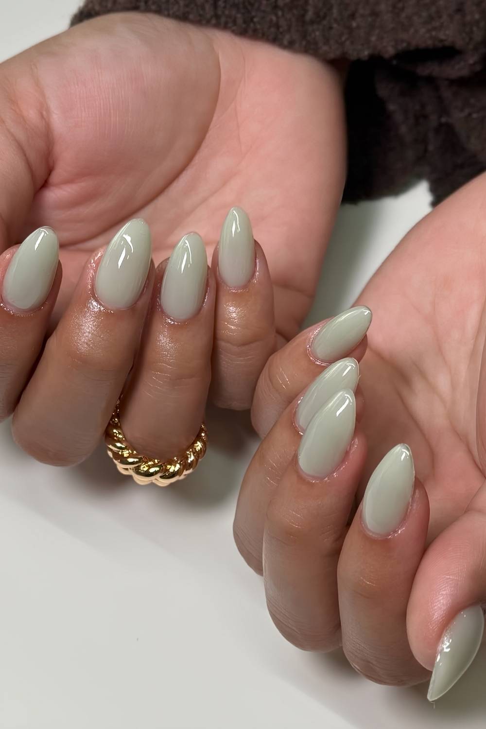 Full coverage cool toned green nails