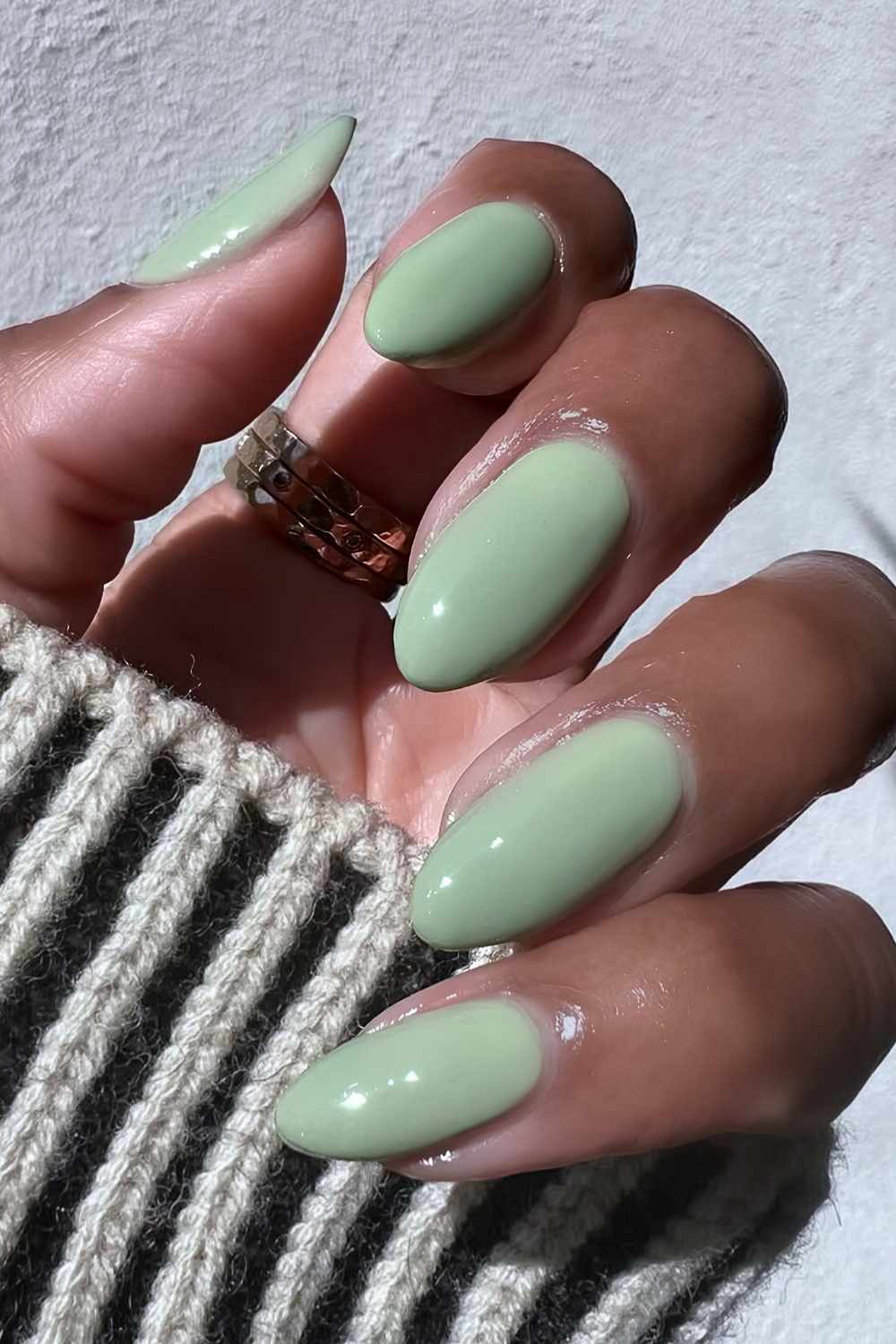 Full coverage jade green nails