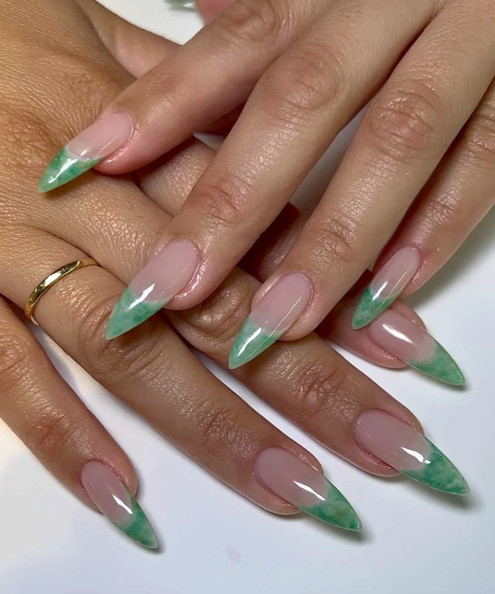 Jade marble French tip manicure