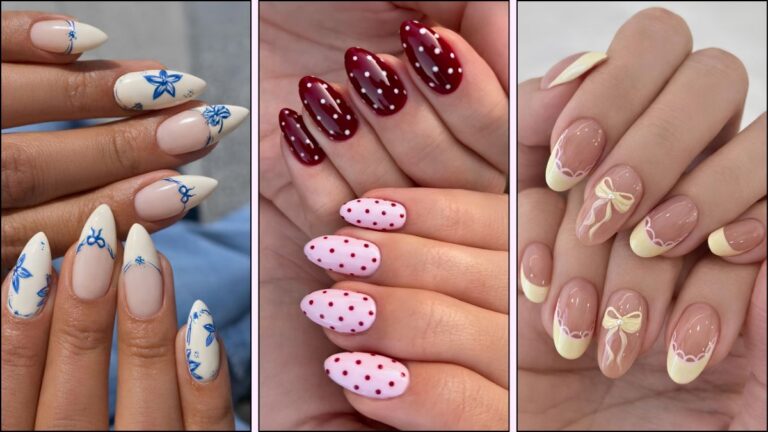 A collage of trendy nail prints and patterns