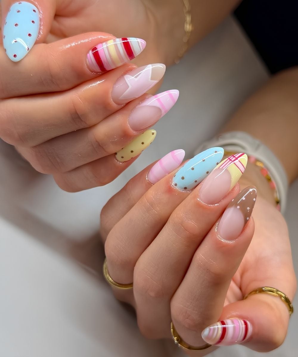 Pastel mix and match manicure