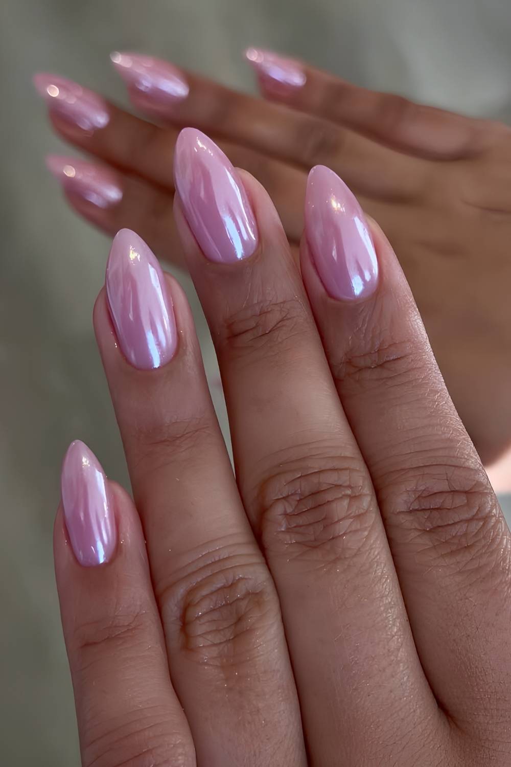 Pink chrome spring mani