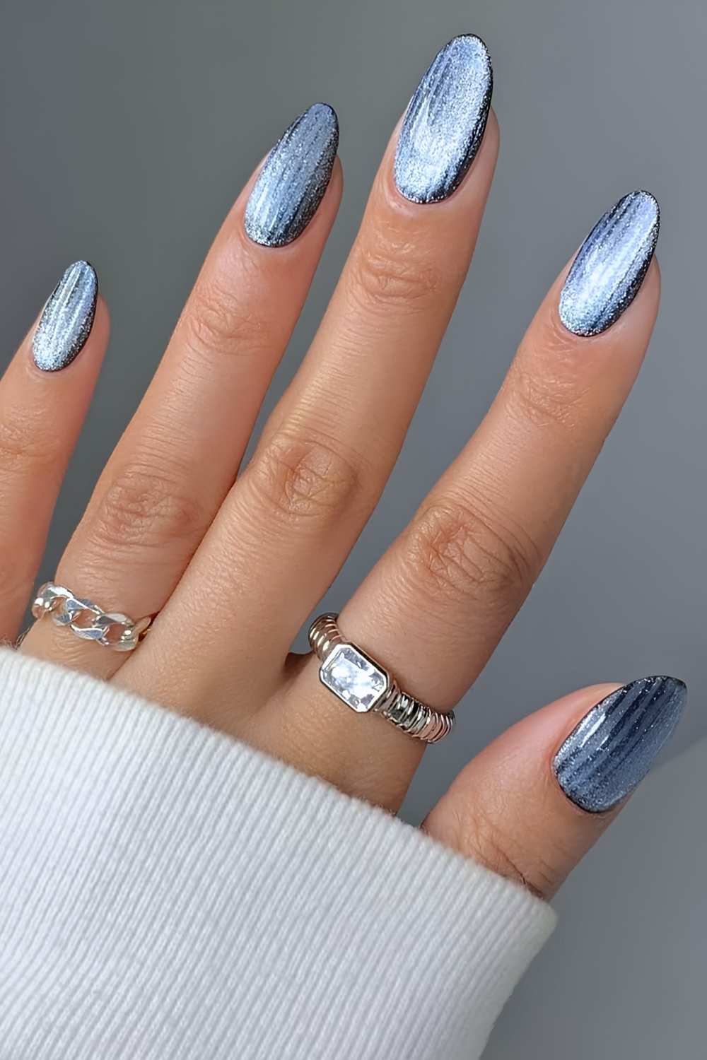 Blue ribbed glass nails