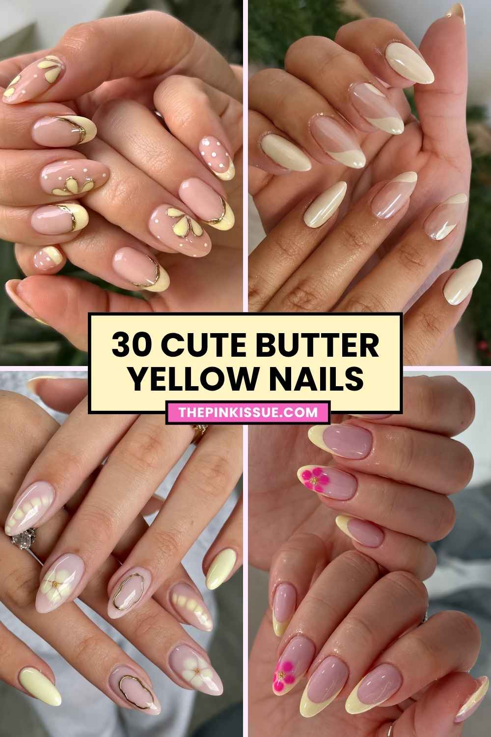 Butter yellow nail inspo Pinterest 