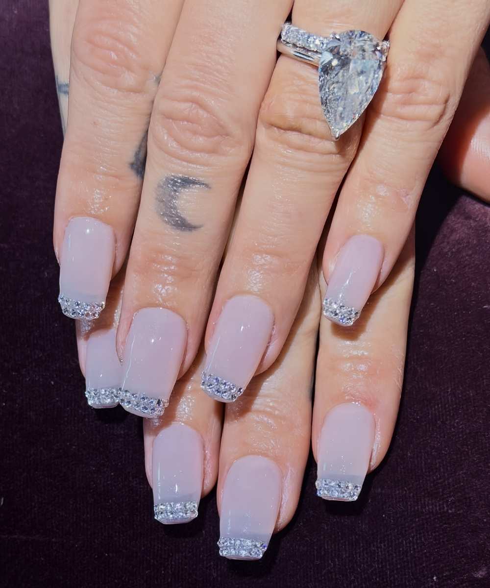 Demi Lovato's rhinestone French tip nails