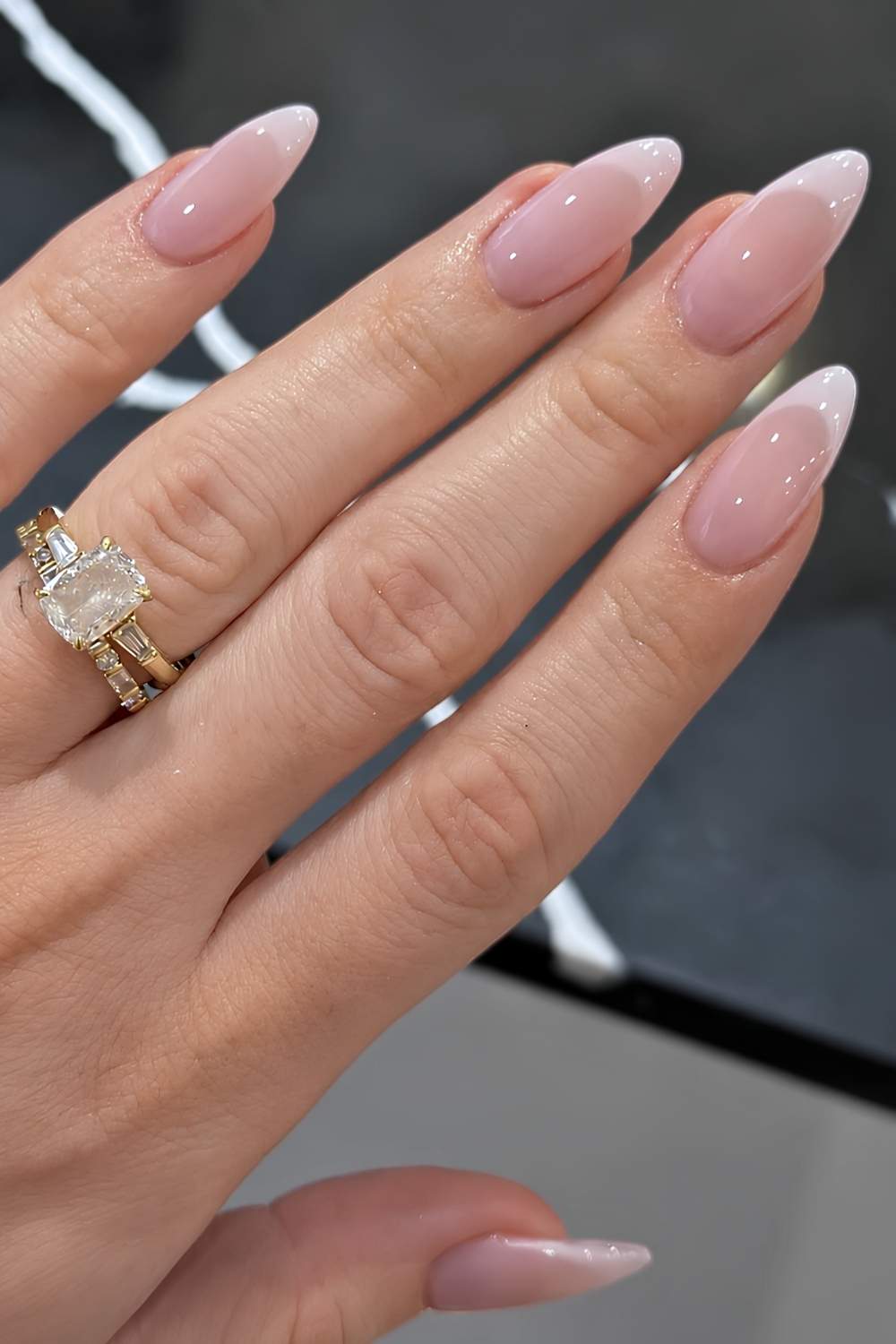 Neutral pink French manicure