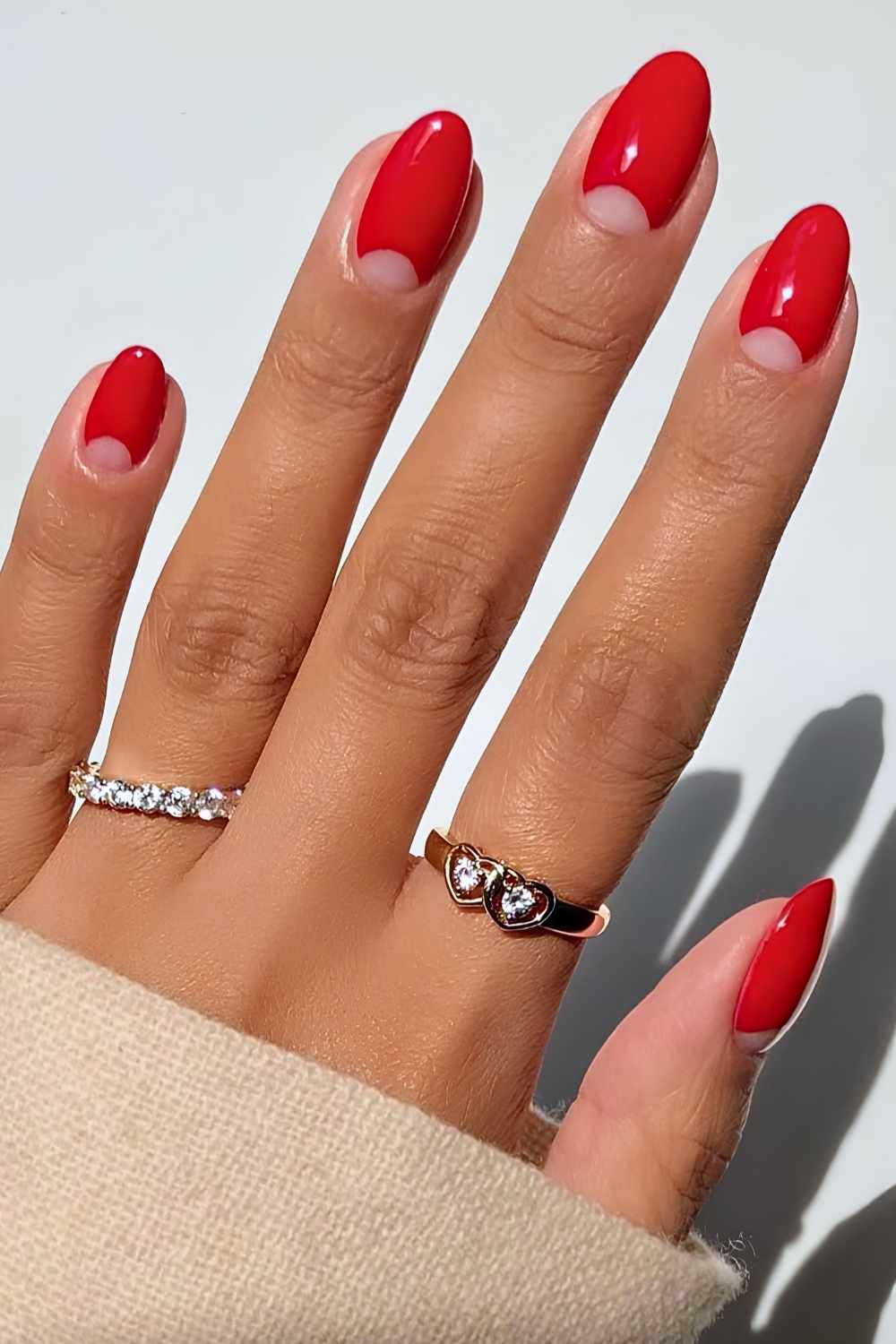 Vintage red half moon manicure