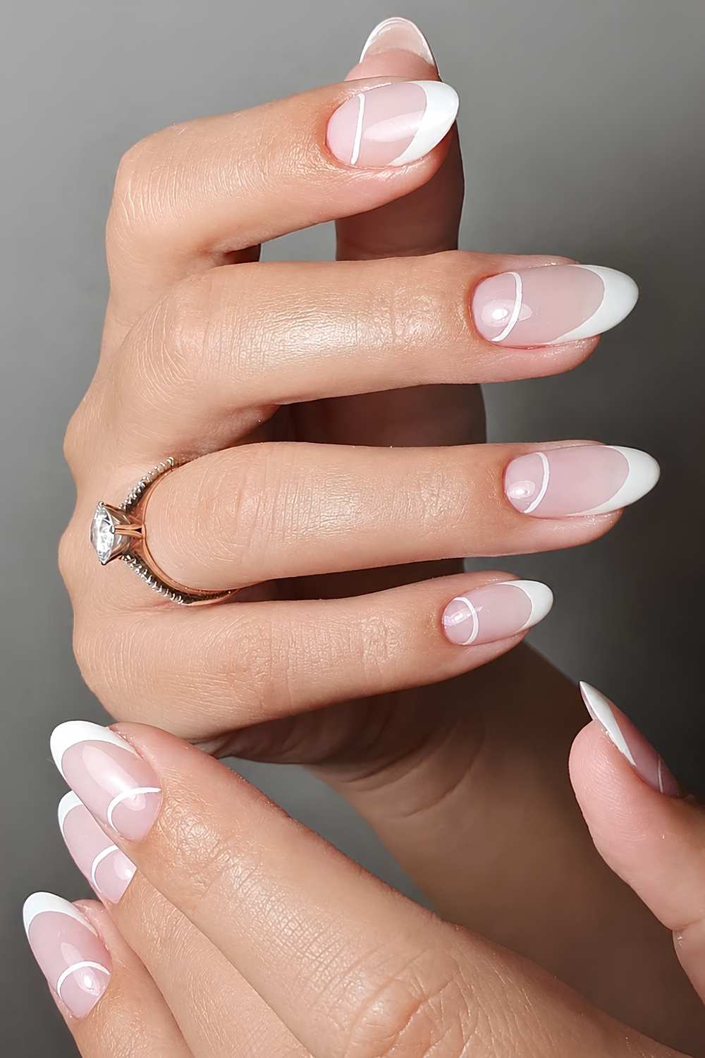 White French mani with half moon outlines