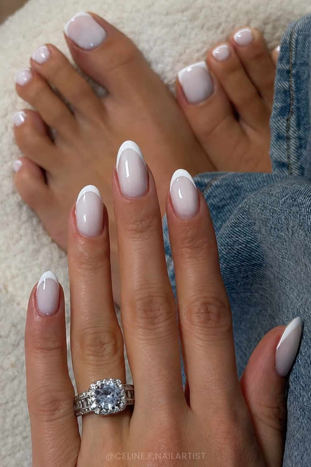 White French tip manicure and pedicure