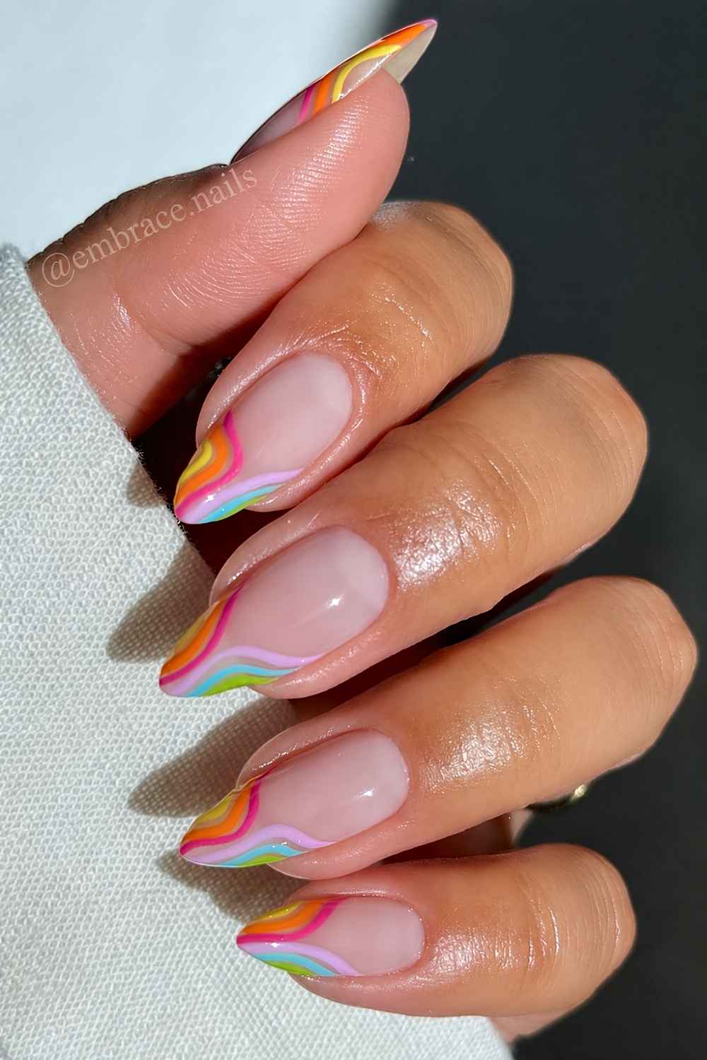 Abstract French mani in ranbow colors