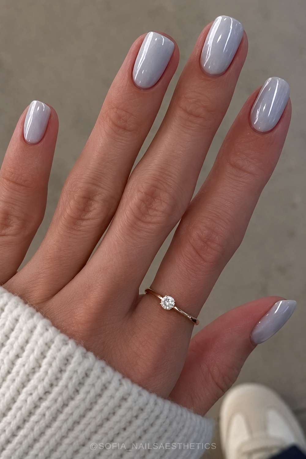 Baby blue chrome finish nails