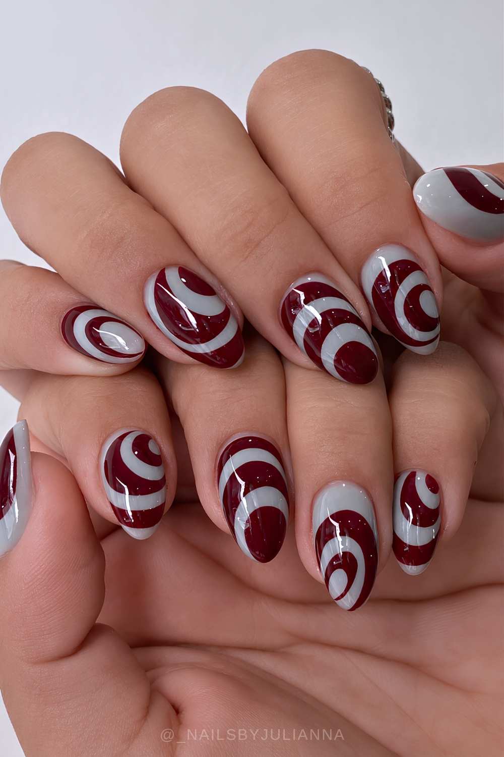 Blue nails with funky brown swirls