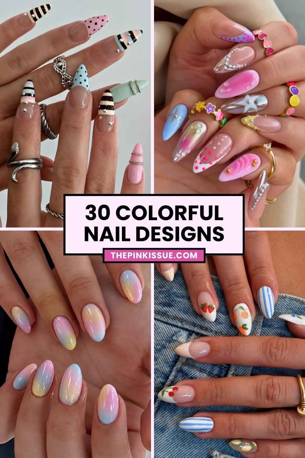 Colorful nail inspo Pinterest
