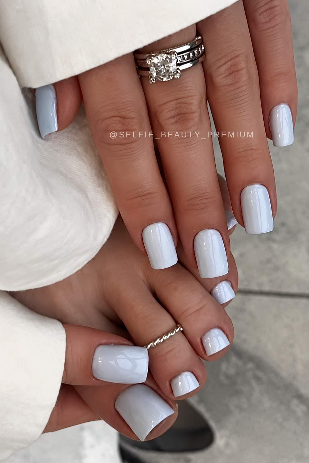 Icy blue manicure and pedicure