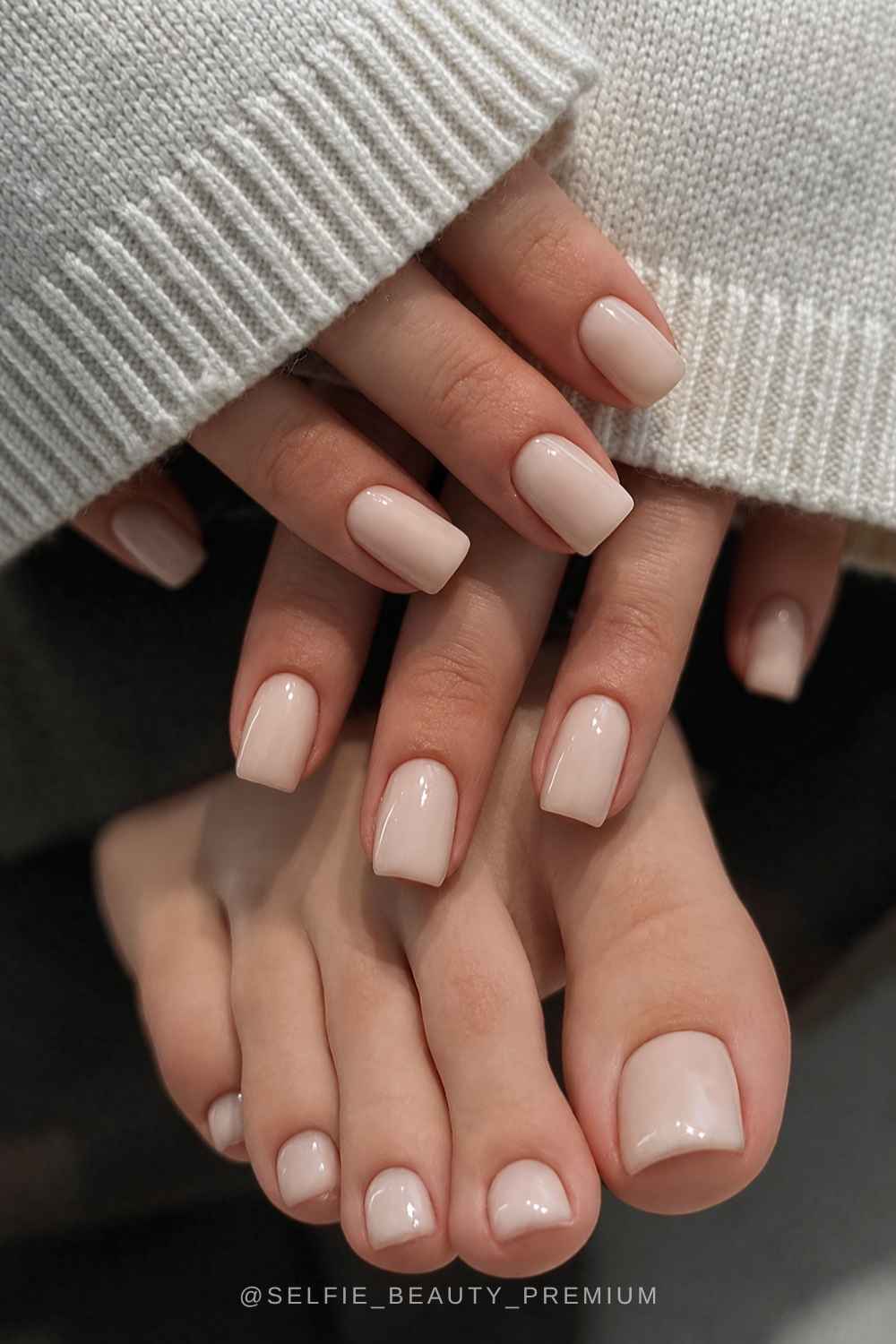 Matching off white mani and pedi design