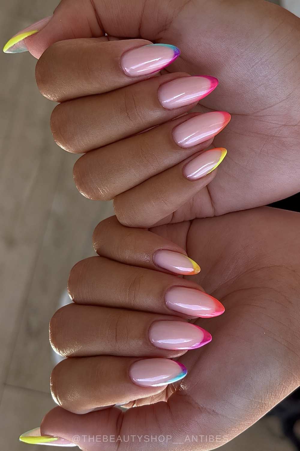 Multicolor gradient French manicure